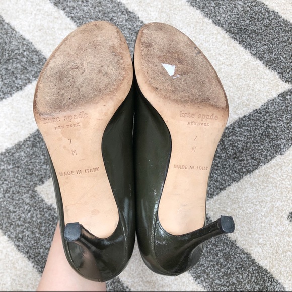 Kate Spade Heels Patent Leather Peep Toe Green - Picture 6 of 6